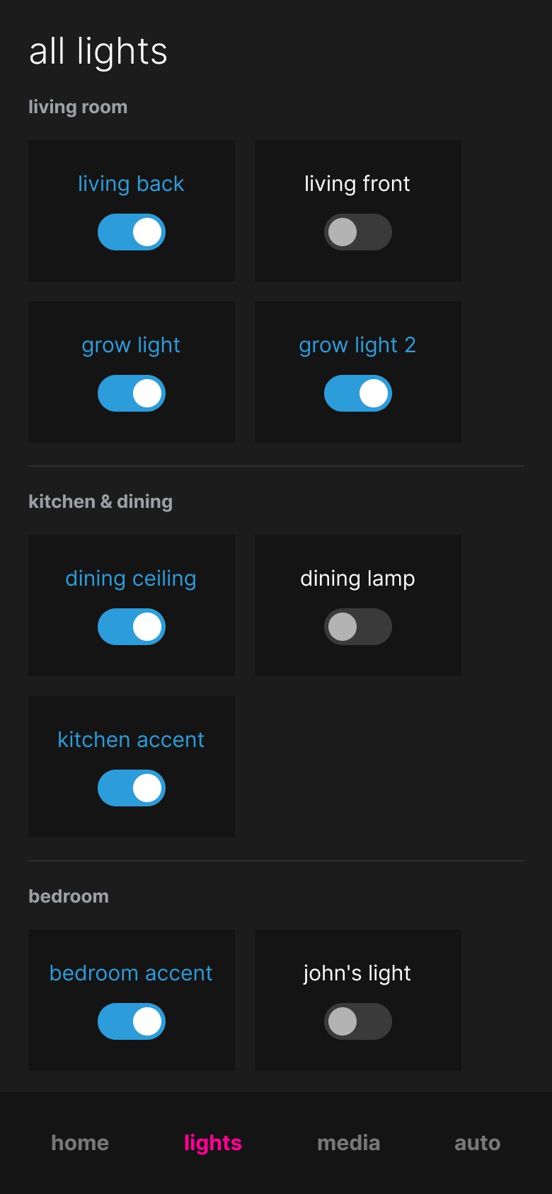 Figma — mobile lights wireframe